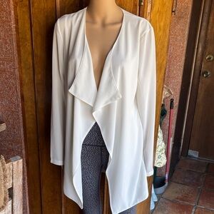 Olive & Oak Ivory Draped Open Front Cardigan